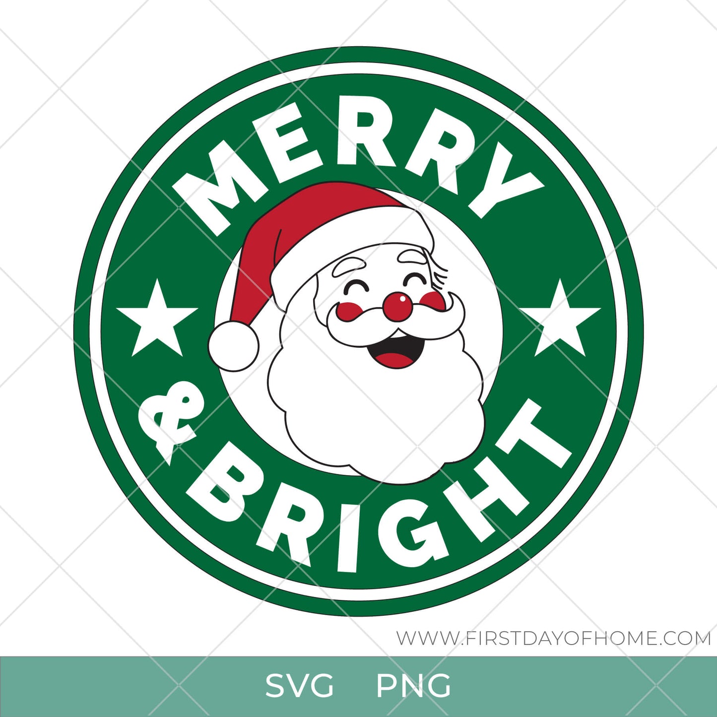 Santa "Merry and Bright" coffee design. 