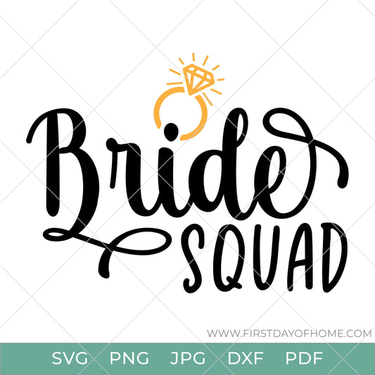 Bride Squad digital download design with diamond wedding ring